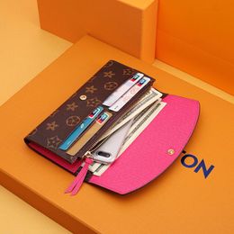 Carteras de diseñador de alta calidad, monedero largo con cremallera para mujer, bolso de tarjeta para niña, monedero, monedero 08