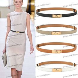 Designer de haute qualité femmes fines ceinture de taille fine mode simple élégant avec accessoires de robe largeur de courroie de verrouillage de 1,8 cm ceinture de cuir de luxe