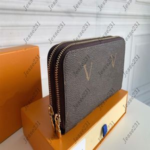 Designers de haute qualité portefeuille zippy en cuir souple hommes femmes texturées emblématiques longues portefeuilles à fermeture éclair double carte à sac à main CA292D