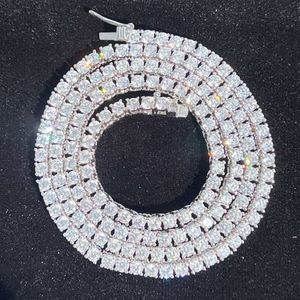 Collier de chaîne de Tennis en diamant Sterling Sier de haute qualité, 3mm, hip hop scintillant Vvs Moissanite