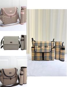 Sac à couches de haute qualité, sac étanche de styliste pour maman, sac à couches 3 pièces avec fermeture éclair pour bébé, sac imprimé à carreaux marron a20