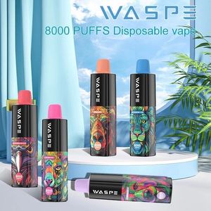 Fournisseur de vape jetable de haute qualité Waspe puff 8000 7K 8K 9K goût riche bobine de maille longue durée e cigarette pod bouffées cigare vaper desechable