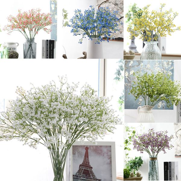 Alta calidad DIY Artificial del aliento flor Gypsophila falso planta de silicona para la boda Home Hotel Party decoraciones 6 colores