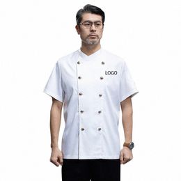 Hoge kwaliteit Double Breasted heren keuken Jassen Hotel Profial Kok Uniform Restaurant Chef Kostuum Cafe Ober Overalls u5ZM #