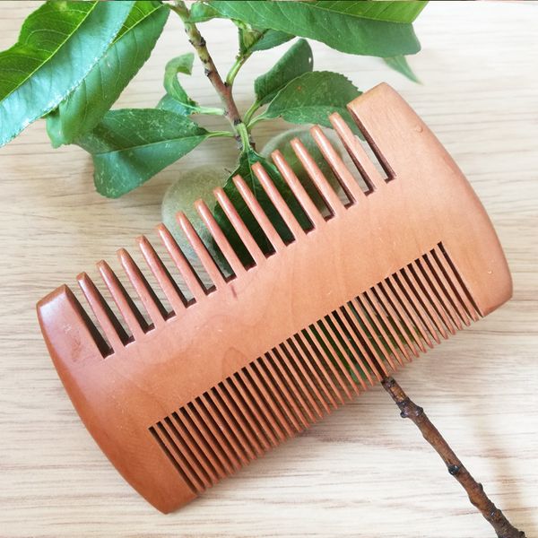 Peine de madera de doble cara de alta calidad, peine de masaje, dientes finos y gruesos antiestáticos para el cabello, bigotes, cepillo para el cabello