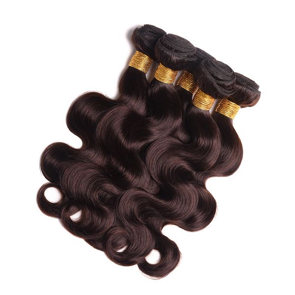 Haute qualité Drak Brown couleur 2 cheveux vierges 9A Grade cheveux péruviens brésiliens colorés cheveux humains