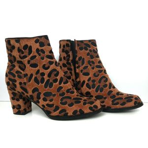 Hoogwaardige Dropship Faux Horsehair Leopard Enkellaarzen Gemengde Kleuren Bruin Med Blok Hakken Sexy Bottes Femme Ronde Teen Dames Schoenen Herfst