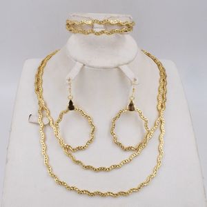 Haute Qualité Dubai Italie 750 Gold Color Bijoux Big Set pour Femmes Perles African Bijoux Mode Collier Ensemble Boucle d'oreille