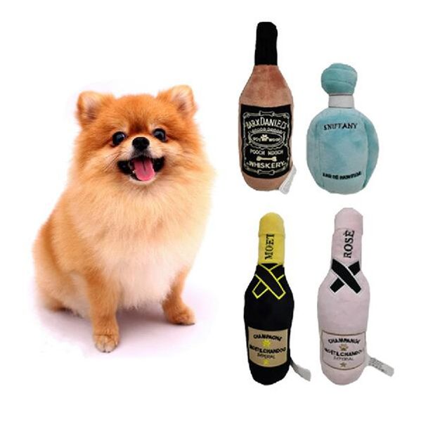 Jouets grinçants de bouteille de vin en peluche Durable de haute qualité pour chien cadeau jouets de chien de parfum en peluche avec grinçant