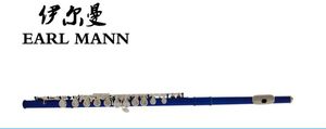 Hoge kwaliteit Earl Mann 16 Gat Close C Sleutel Flute Cupronickel Blue Paint e Key Merk Concert Instruments Fluit met Case