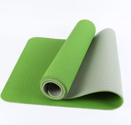 Haute qualité écologique simple double couleur pliant Durable Yoga Pad mousse TPE gymnase entraînement tapis d'exercice anti-dérapant en caoutchouc naturel maison Fitness fournitures tapis 183*61 CM