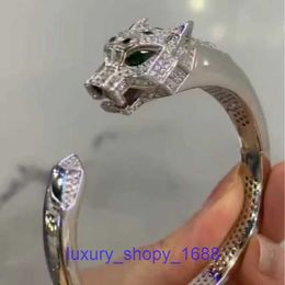 Bracelet d'édition de haute qualité pour pneus de voiture de luxe légers en argent 925 plaqué or carbone diamant émail série Cheetah Full Leopard avec boîte d'origine J216 5MJU YJ