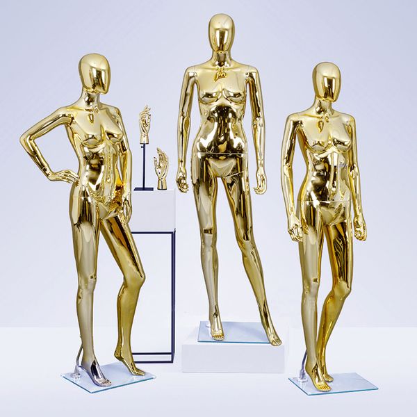 Corps entier de mannequin d'or féminin de galvanoplastie de haute qualité adapté aux besoins du client