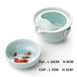 Élégant de haute qualité élégant Gaiwan Celadon 3D Carp Kung Fu Tea Tea comprend 1 Théière 1 Tasse à thé de belle et facile de théière de théière préférence de la bouilloire