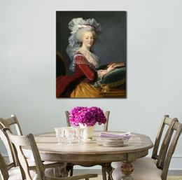 Hoge kwaliteit Elisabeth Vigee Lebrun schilderij canvas kunst Marie Antoinette met een boek handgeschilderde romantische kunstwerken wanddecoratie