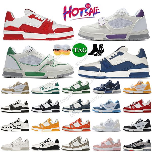 Haute qualité en relief Virgil formateur chaussures décontractées en cuir de veau bas superpositions vert Abloh Denim orange marron blanc tennis toile marque baskets taille EUR36-45