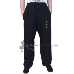 Broderie de haute qualité hiver tai chi kung fu pantalon wushu arts arts ales chun wudang pantalon besoin de vos mesures