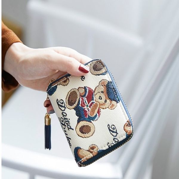 Livraison gratuite de haute qualité Angleterre Femmes Cartoon Bear Loon Wallet Coin Pure