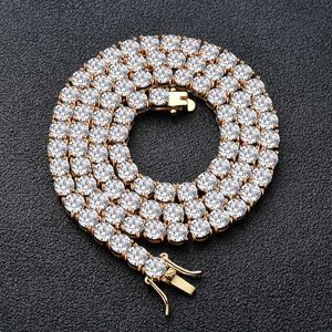 Environnement de haute qualité Chaîne de tennis en cuivre Zircon micro-inclus 3mm 4mm 5mm Twinkle Diamond Chaînes à une rangée Hip Hop ICED OUT Collier