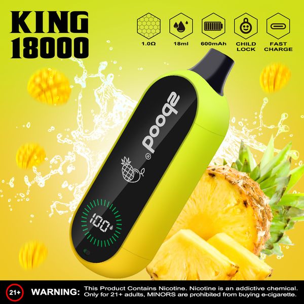 Haute qualité entrepôt de l'ue Zbood King 18000 bouffées Pod stylo narguilé Cigarette électronique Vaper Bar