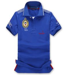 Hoogwaardige Europese en Amerikaanse borduurraceversie Versie Versie Solid Color Short Sleeve Heren Polos Shirt Flag T-Shirt Aziatische maat S-5XL