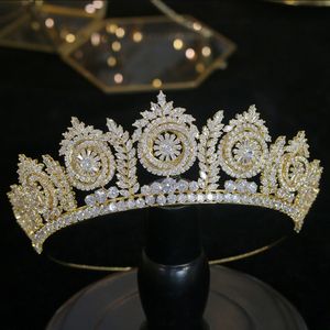 Hoogwaardige Europese Bruiloft Kronen Voor Vrouwen Hoofddeksels Haar Bruid Jurk Accessoires Gouden Hoofdtooi Koningin Rose Gouden Kroon ZY2889