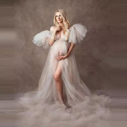 Avondige avondjurken van hoge kwaliteit Fotografie Ruches Zwangerschapsjurk voor fotoshoot Lingerie Bathrobe Nightwear Baby Shower