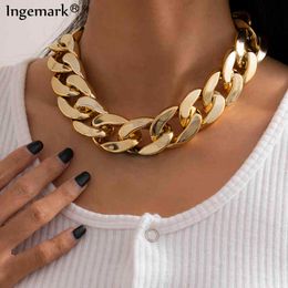 Hoge Kwaliteit Overdreven Acryl Big Ketting Kettingen Vrouwen Verklaring Hiphop Twisted Chunky Dikke CCB Link Choker Gotische Sieraden