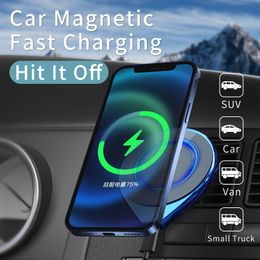 Hoge Kwaliteit F8 Magnetische Wireless Car Charger Magsafing 15W Mount Stand Fast Cell Phone Chargers Houder Lichtgevend voor iPhone 12 Mini Pro Max Samsung Galaxy S21 Ultra