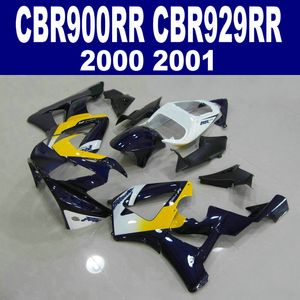 Kit de carénage de haute qualité pour HONDA CBR900RR CBR929 2000 2001 kits de carrosserie CBR 929 RR CBR929RR ensemble de carénages noir jaune blanc HB17