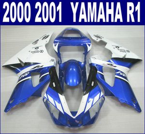 Hoogwaardige kuipakket voor Yamaha 2000 2001 YZF R1 YZF1000 00 01 Blauw Wit ABS-bubbelingen Set RQ10 + 7 geschenken