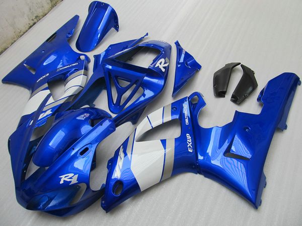 Kit de carenado de alta calidad para Yamaha YZF R1 2000 2001 juego de carenados azul blanco YZFR1 00 01 CV57