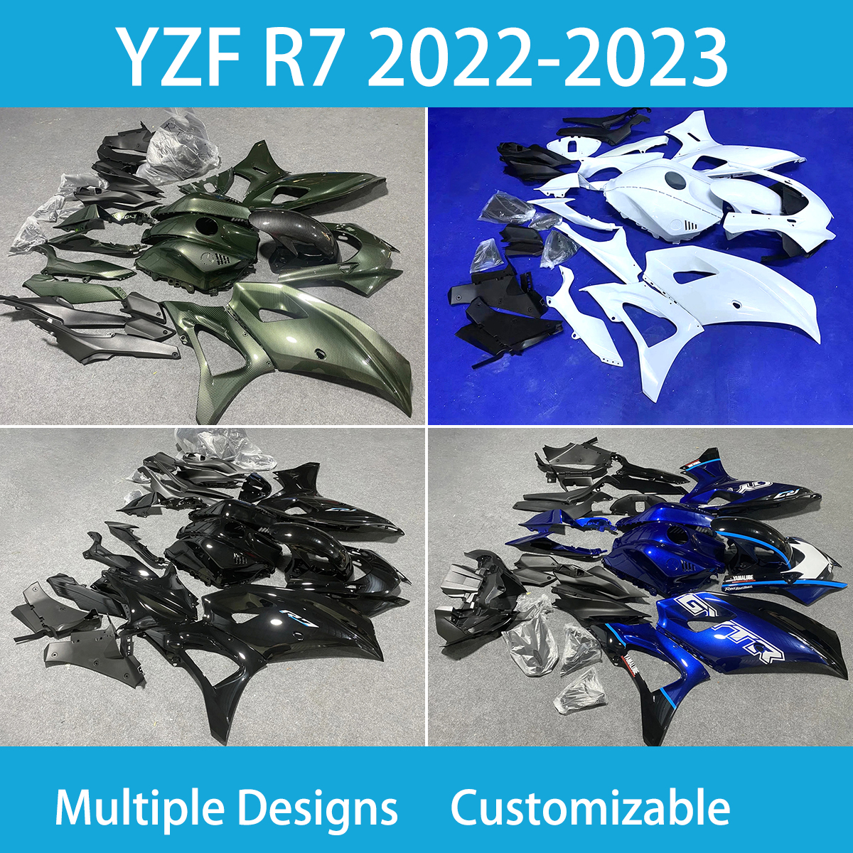 Kit di carenatura di alta qualità per Yamaha YZFR7 2022-2023 ANNI INIEZIONE MOTO A MOTORE MOTO A MOTORE MOTORE SET YZF R7 22 23 anni BODYWORK di plastica ABS