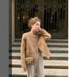 Haute qualité automne Vintage tissage Tweed laine veste courte femmes vêtements d'extérieur français petits manteaux de parfum femme A37 230226
