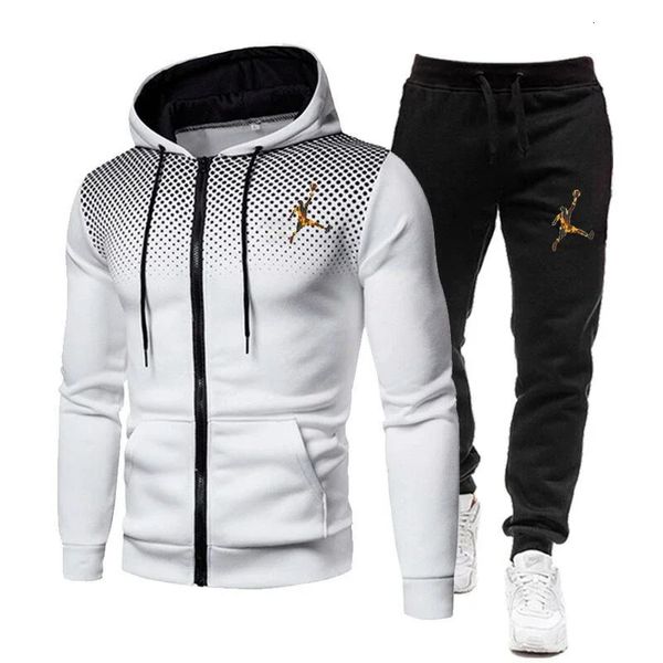 Haute qualité automne hiver polaire chaud vêtements pour hommes survêtements à capuche pantalons de survêtement deux pièces ensembles costume mode tendance vêtements de sport 240202