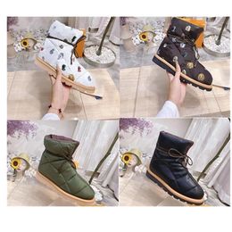 Haute qualité célèbre designer de luxe camping bottes mode bottes courtes femmes hiver neige botte à fond plat femme chaussure bow down chaussures lettre à lacets taille 35-41