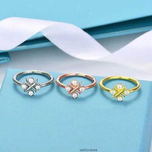Hoogwaardige beroemde originele merk fijne sieraden Sterling Sier Four Diamonds X-vormige Lynn-ringen voor modevrouwen
