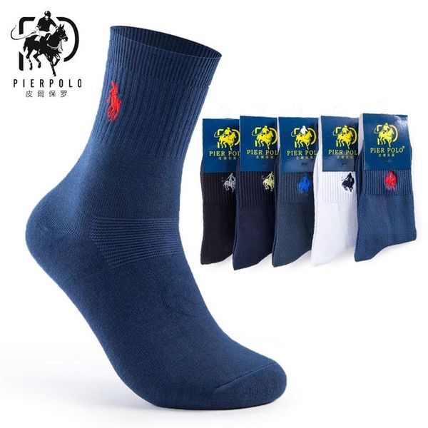 Moda de alta calidad 5 pares / lote Marca PIER POLO Calcetines de algodón ocasionales Calcetines de hombre bordados de negocios Fabricante entero 2254Z