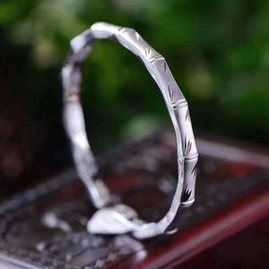 Hoge kwaliteit mode klassieke partij sieraden zilveren kleur manchet bangle voor vrouwen mannen mooie bamboe armbanden vakantie geschenken bruiloft q0719