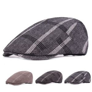 Hoge Kwaliteit Mode Katoen Heren Dames Cabby Krantenjongenshoeden Ivy Cap Retro Plaid Baretten Unisex Casual Casquette216V