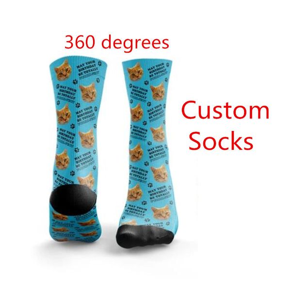 Haute qualité mode personnalisé impression 3D bricolage conception hommes femmes unisexe longues chaussettes anniversaire chaussette goutte 220706