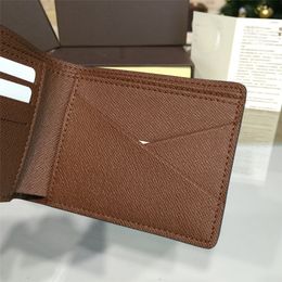 Haute qualité créateur de mode hommes court Bi-fold Brazza portefeuille vieille fleur marron vérifier noir grille cuir de vachette portefeuille porte-cartes boîte-cadeau