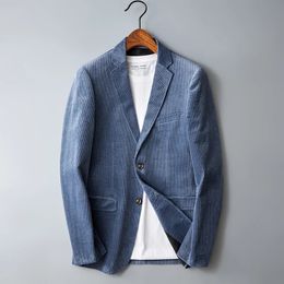 Haute qualité mode belle tendance jeunesse affaires automne costume décontracté rétro coton mince costume en velours côtelé pour hommes M-4XL 240125