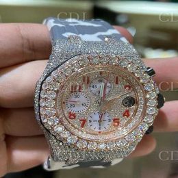 Hoogwaardige mode Iced Out Out Watchesmens Pols Luxury round cut lab gr ddgu oo11