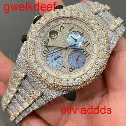 Mode de haute qualité Iced Out WatchesMens Wrist Luxury Round Cut Lab Gr DDGU BSRO