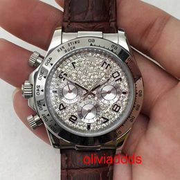 Hoogwaardige mode Iced Out Out Watchesmens Pols Luxury round cut lab gr ddgu 7f6n