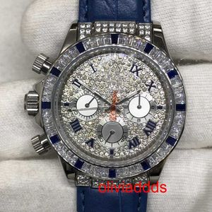 Hoogwaardige mode Iced Out Out Watchesmens Pols Luxury ronde Cut Lab Gr Ddgu 129s