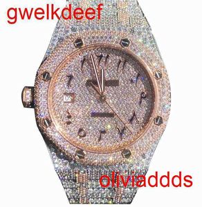 Hoogwaardige mode Iced Out Watchesmens Pols Round Cut Lab Gr DDGU 58B6