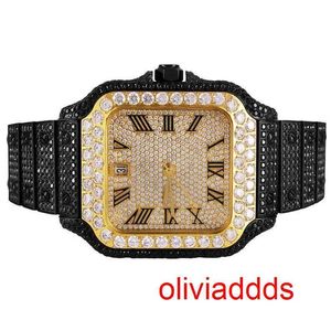 Hoge kwaliteit mode Iced Out horloges heren pols luxe ronde gesneden Lab Gr DDGU V3TQ