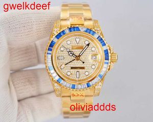 Hoogwaardige mode Iced Out Watchesmens Pols Luxury ronde Cut Lab Gr Ddgu WNKB987